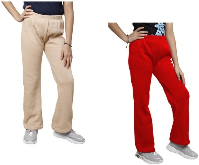IndiWeaves Regular Fit Girls Beige, Red Trousers