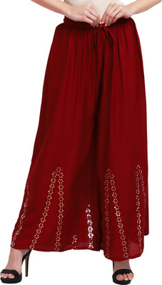 HOC Regular Fit Women Maroon Trousers