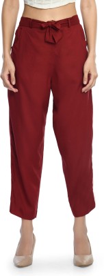 Navelly Regular Fit Women Maroon Trousers