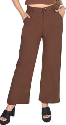 Ankit Collection Straight Fit Women Brown Trousers