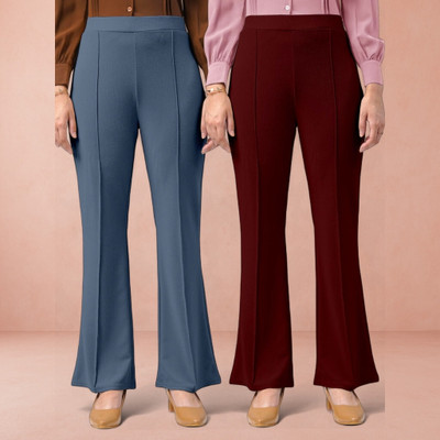 Anitafashion Loose Fit Women Grey, Maroon Trousers