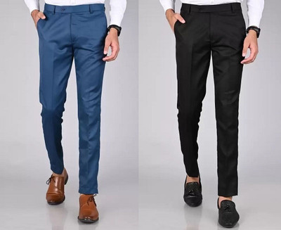 Shree VastraVeda Regular Fit Men Blue, Black Trousers