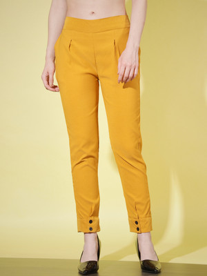 RIEKA Regular Fit Women Yellow Trousers