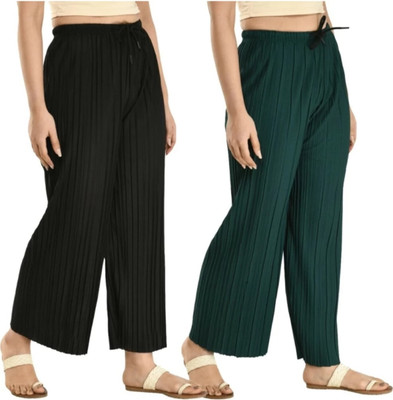 Bhavya Enterprises Regular Fit Women Black, Green Trousers