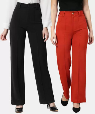 GLADLY Regular Fit Women Black, Purple Trousers
