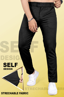 INDICLUB Slim Fit Men Black Trousers