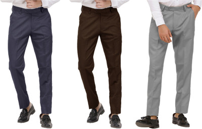 LAHSUAK Regular Fit Men Grey, Brown Trousers