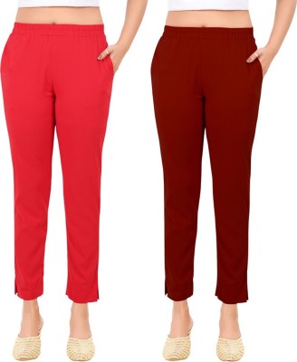 HouseOfCommon Regular Fit Women Red, Maroon Trousers