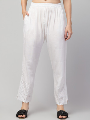 FamBee Relaxed Women White Trousers