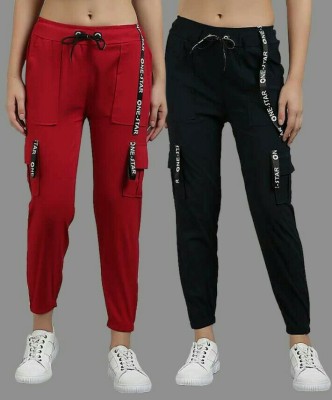 SKUs Regular Fit Women Black, Red Trousers