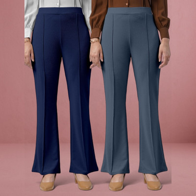 Anitafashion Loose Fit Women Dark Blue, Grey Trousers