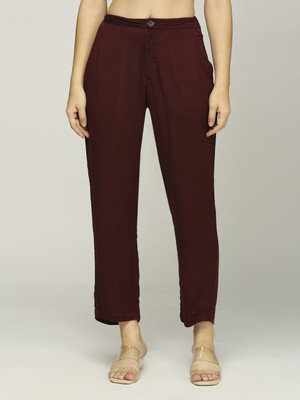 ITI Relaxed Women Maroon Trousers