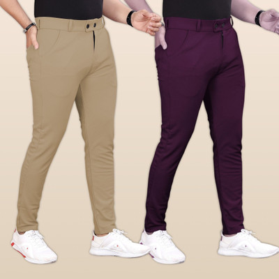 GIBBONTE Slim Fit Men Khaki, Multicolor Trousers