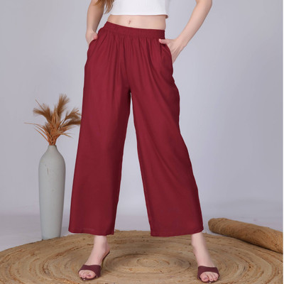 Vivika Straight Fit Women Maroon Trousers