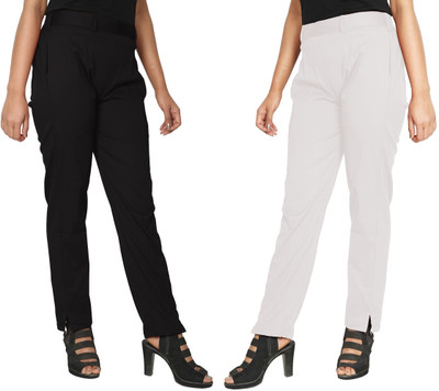 HouseOfCommon Regular Fit Women Black, White Trousers