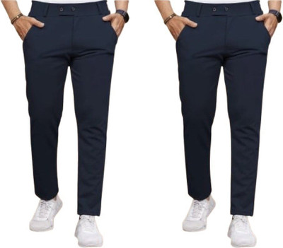 ADVIK FASHION HUB Slim Fit, Comfort Fit Men Blue, Black Trousers