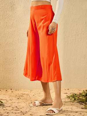 InWeave Regular Fit Women Orange Trousers
