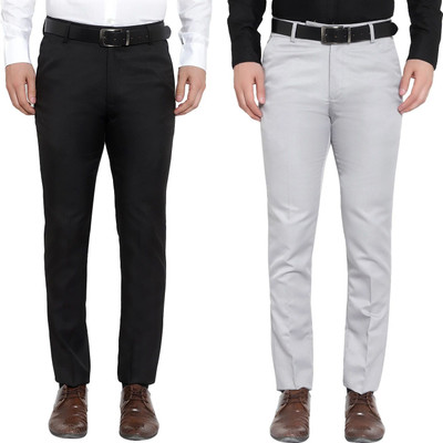 AS FASHION Slim Fit Men Black, White Trousers