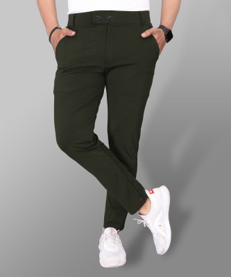 COMBRAIDED Slim Fit Men Dark Green Trousers