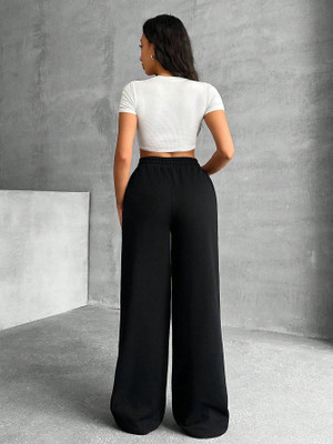 Dockstreet Loose Fit Women Black Trousers