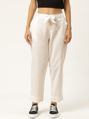 VYMO Regular Fit Women White Trousers