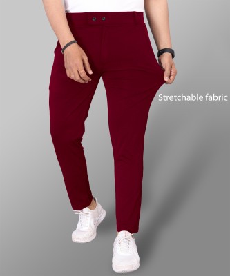 COMBRAIDED Slim Fit Men Red Trousers