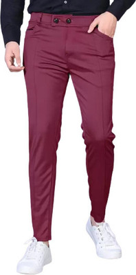 Mania Regular Fit Men Maroon Trousers