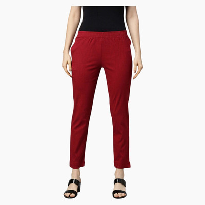 INDIANRANG Regular Fit Women Maroon Trousers