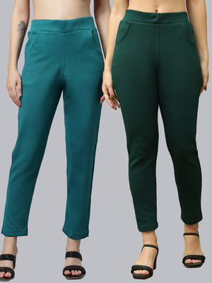 VALLES365 by S.c. Regular Fit Women Green, Dark Green Trousers