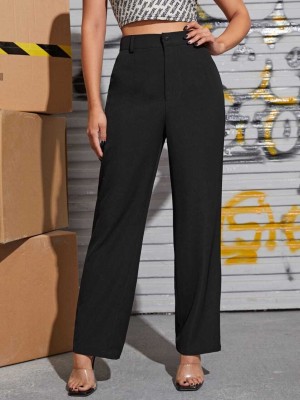 VDTREND Regular Fit Women Black Trousers