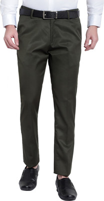 SREY Slim Fit Men Dark Green Trousers