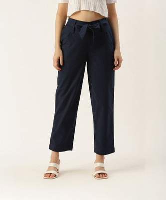IQRAAR Regular Fit Women Dark Blue Trousers