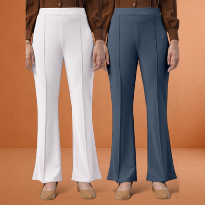 Anitafashion Loose Fit Women White, Grey Trousers