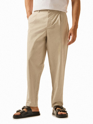 THE BEAR HOUSE Loose Fit Men Cream Trousers