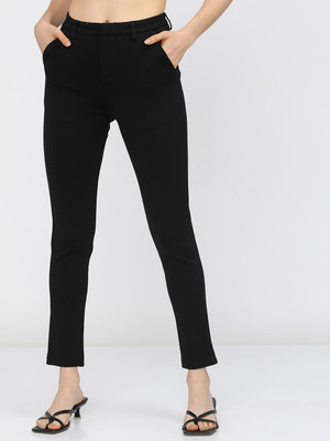 Tokyo Talkies Slim Fit Women Black Trousers