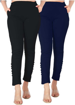DKD Skinny Fit Women Dark Blue, Black Trousers