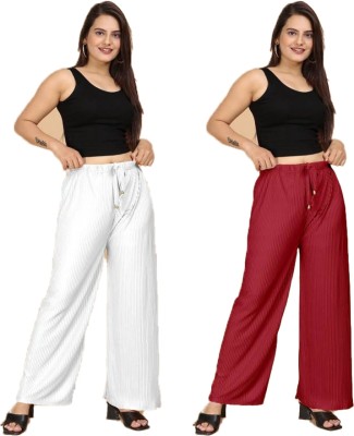 MARAMI Regular Fit Women Red, White Trousers