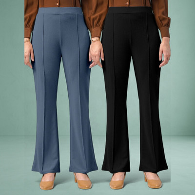 Anitafashion Comfort Fit, Regular Fit Women Grey, Black Trousers