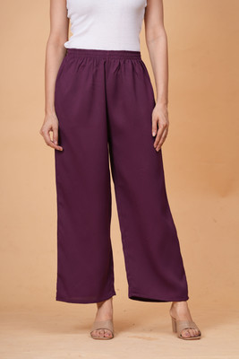 Light Daisy Loose Fit Women Purple Trousers