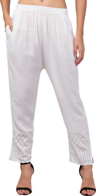 Vizcon Loose Fit Women White Trousers