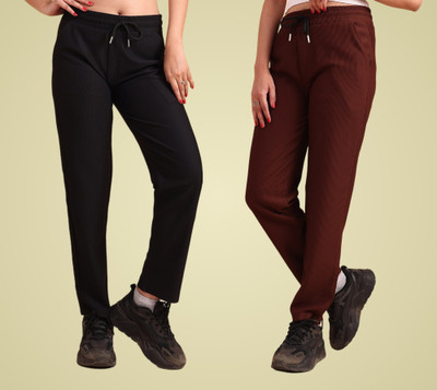 GIBBONTE Self Design Women Black, Brown Track Pants
