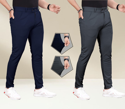 Vontade Regular Fit Men Grey, Blue Trousers