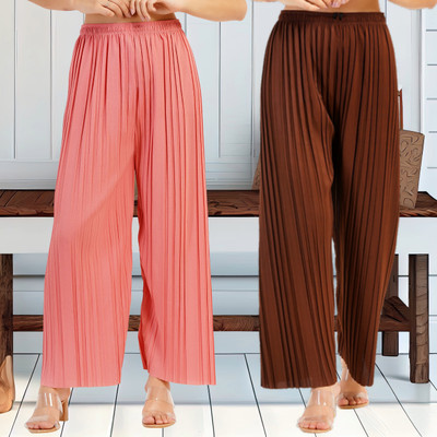 KWSH Regular Fit Women Pink, Brown Trousers