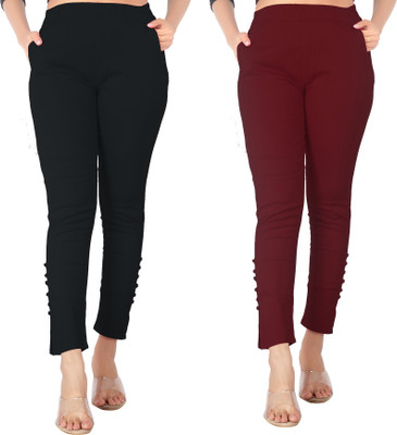 DEEPA ENTERPRISE Regular Fit Women Black, Maroon Trousers