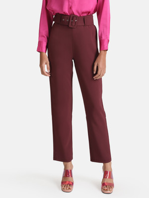 KAZO Slim Fit Women Maroon Trousers