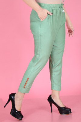 ANE TIME DRESSES Women Light Green Trousers