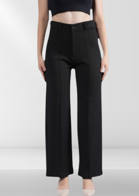 METRONAUT Straight Fit Women Black Trousers