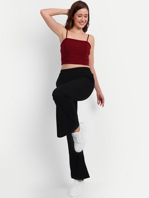NEXT ONE Flared Women Black Trousers