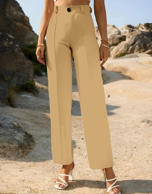 Selvia Regular Fit Women Cream Trousers