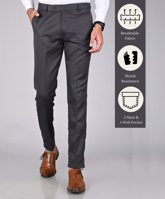 STREETVIBES Regular Fit Men Grey Trousers